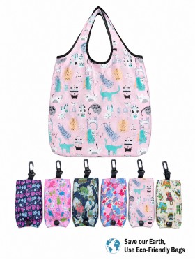 Hook-on Reusable Foldable Shopping Bags (12pcs) 